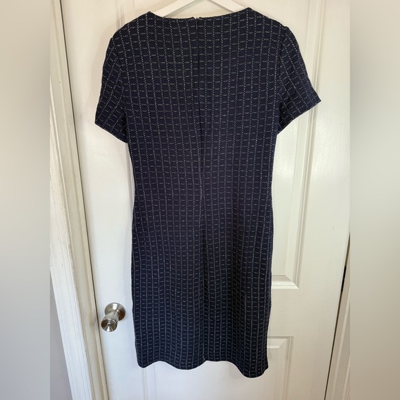 St. John Women’s Navy Boucle Windowpane Knit Dress - Size 8 - Picture 3 of 8